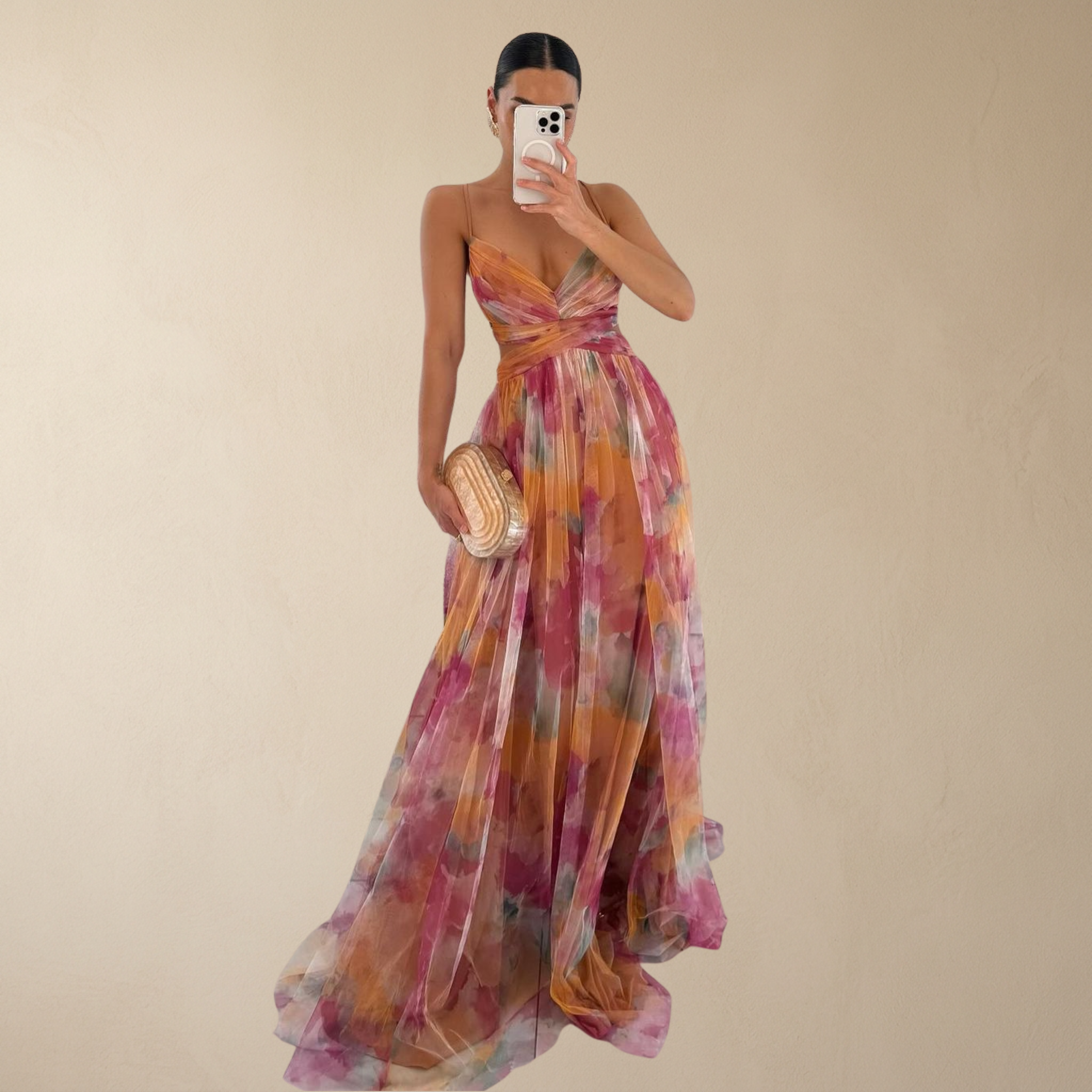 Giselle - Vestido largo con estampado floral
