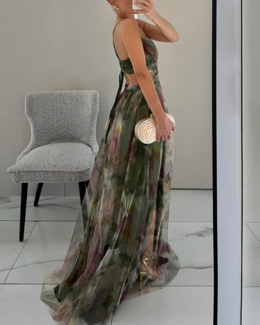 Giselle - Vestido largo con estampado floral