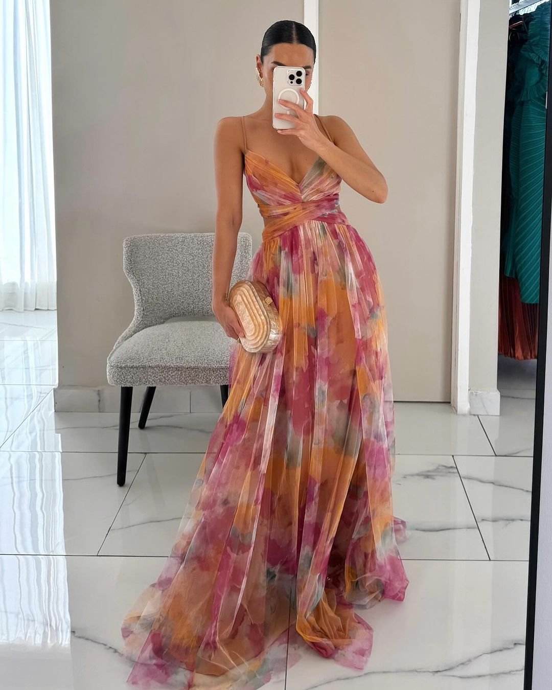 Giselle - Vestido largo con estampado floral