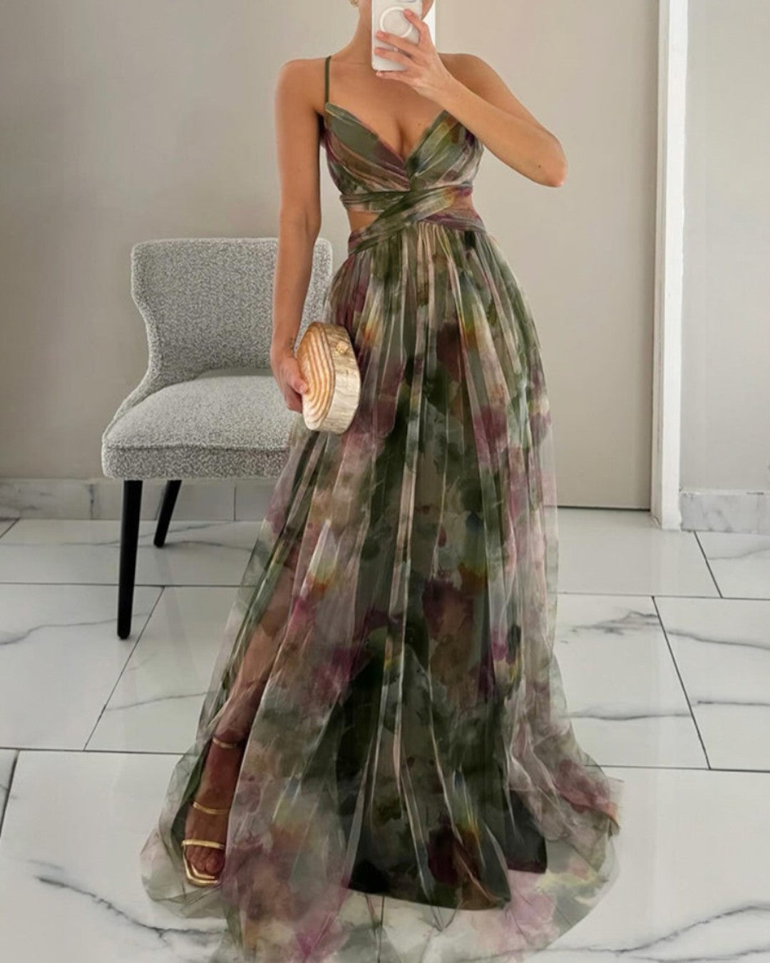 Giselle - Vestido largo con estampado floral